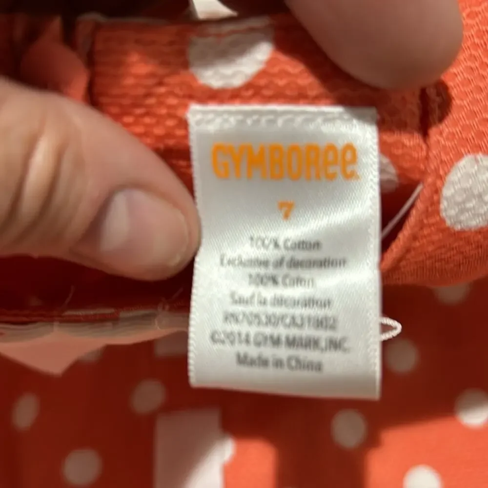 Gymboree 7 peach polka dot sleeveless drop waist dress bow detail nwt perfect